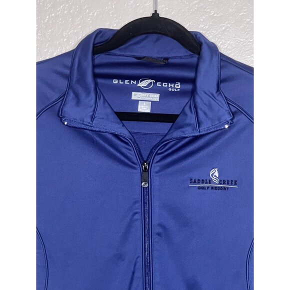 Glen Echo Golf Women M Sleeveless Vest Saddle Creek Logo Blue Dry Gear Tech Zip - Picture 3 of 15